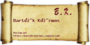 Barták Kármen névjegykártya